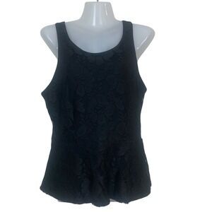 Express NWT Women's S/P Black Floral Lace Peplum Top Sleeveless Exposed Back